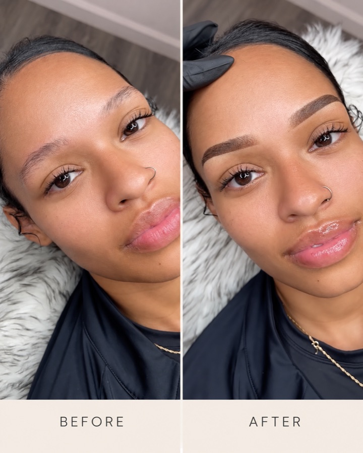 Ombre powder brows before and after 1