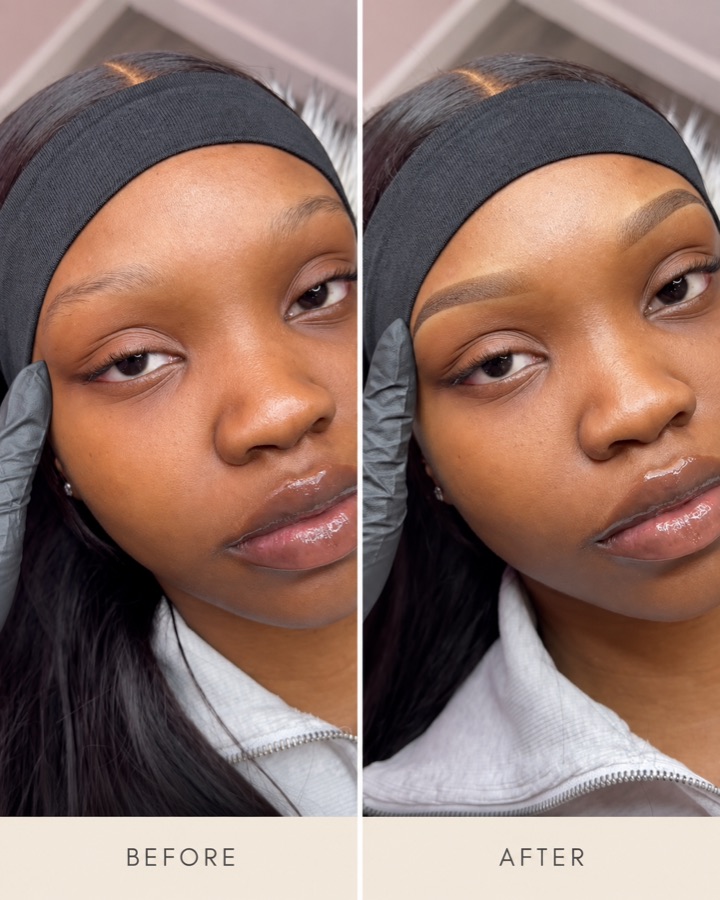Ombre powder brows before and after 2