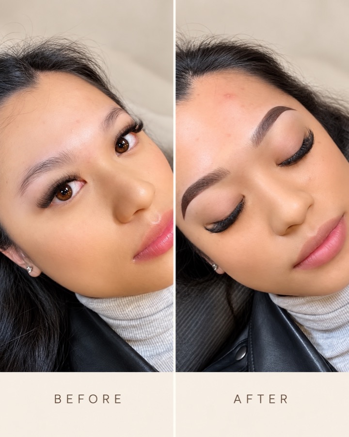 Ombre powder brows before and after 5